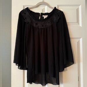 Esley Black Flowy Blouse